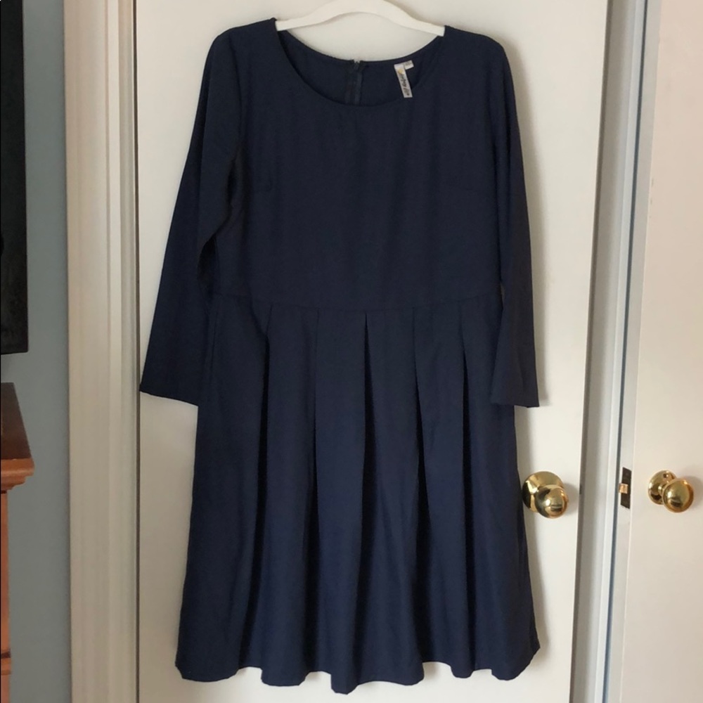 Navy pleated dress
